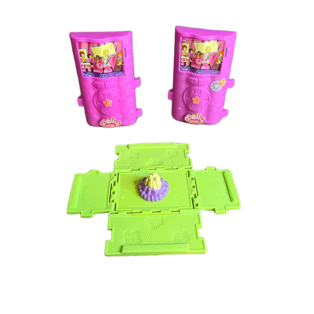 Polly Pocket Vintage MP3 Player Cases & Campfire Stage Set 2003 2006 Mattel